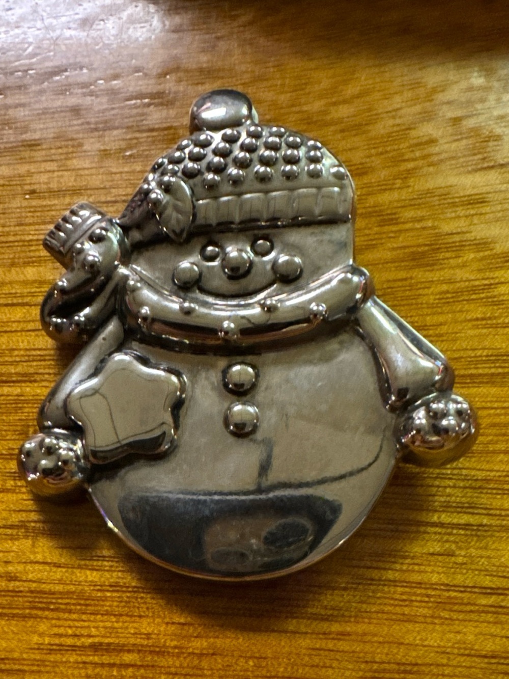 Vintage Best Brand Snowman Brooch Pin Signed Metal Christmas Holiday Theme